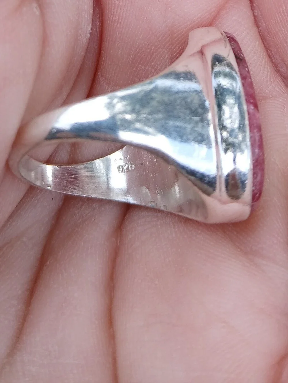 New Men's Rhodonite 925 Silver Ring.